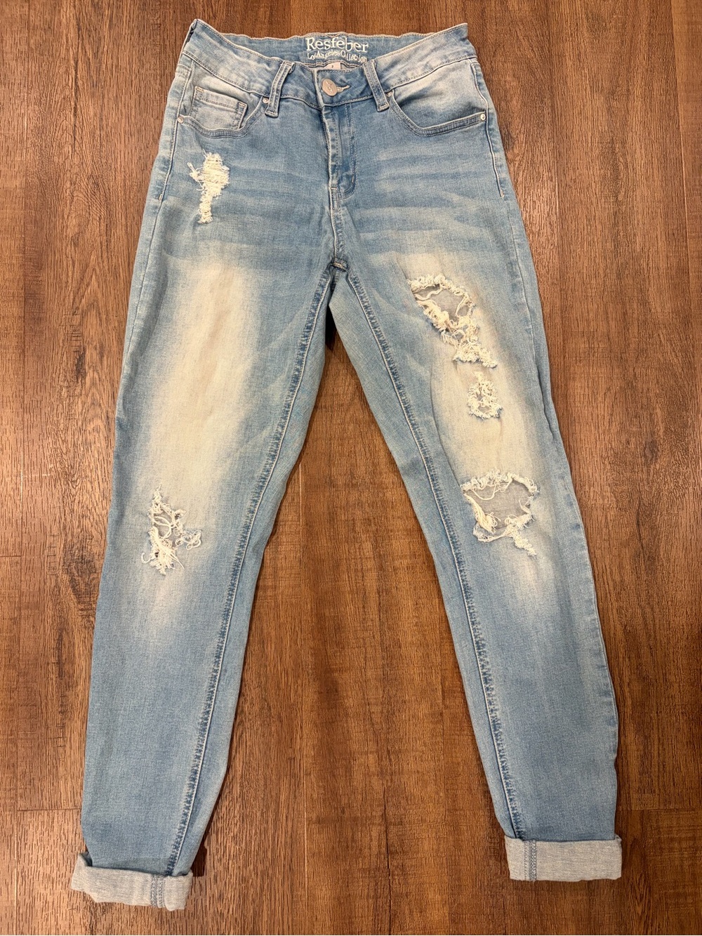 Resfeber Skinny Boyfriend Jeans Size 2 Light Wash Distressed Cuffed Denim